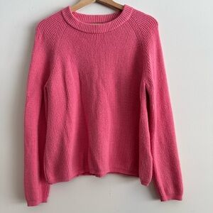 Tahari pink ribbed crewneck sweater size small
